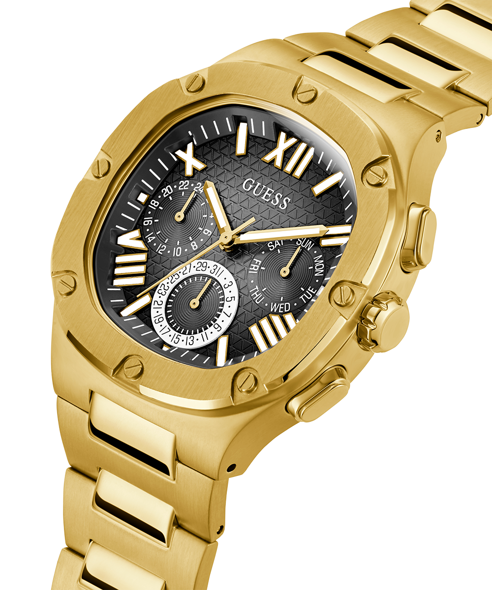GUESS Mens Gold Tone Multi-function Watch