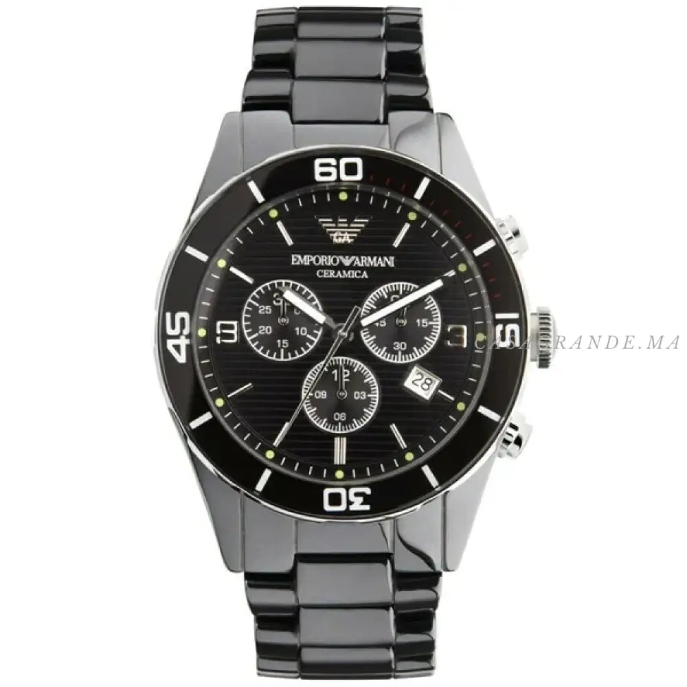 Emporio Armani Mens Chronograph Stainless Steel Black Dial 43Mm Watch Ar1421 Watches
