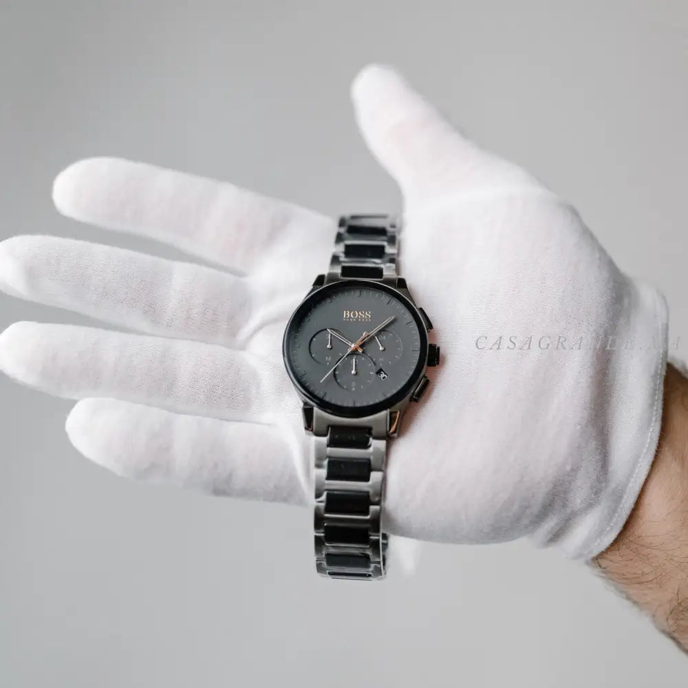 Hugo Boss Mens Chronograph Quartz Stainless Steel Black Dial 43Mm Watch 1513814